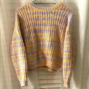 Jessica Simpson Yellow and Purple Crew Neck Sweater